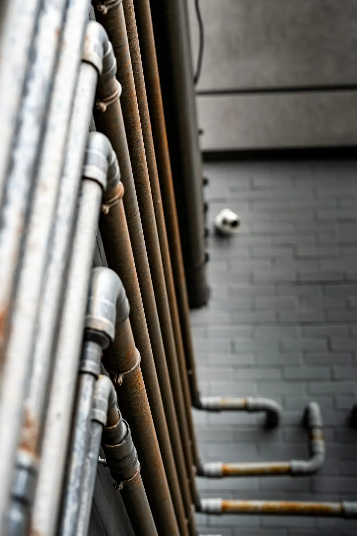 Detail pintu baja dengan gagang logam